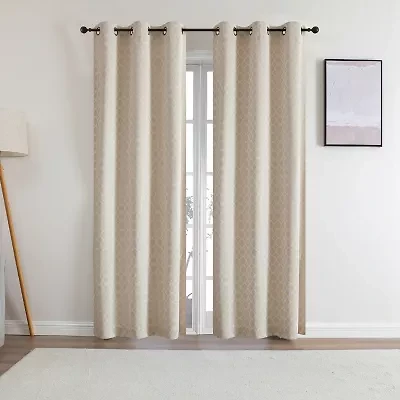 Tobias Metallic Grommet Top Blackout Set of 2 Curtain Panel