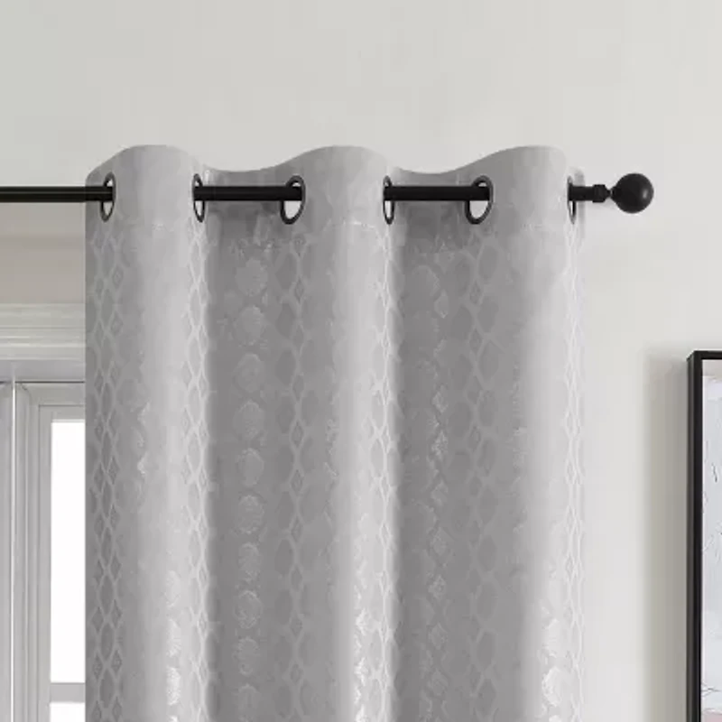 Tobias Metallic Grommet Top Blackout Set of 2 Curtain Panel