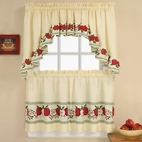 CHF Red Delicious 3-pc. Rod Pocket Kitchen Curtains & Drapes Window Set
