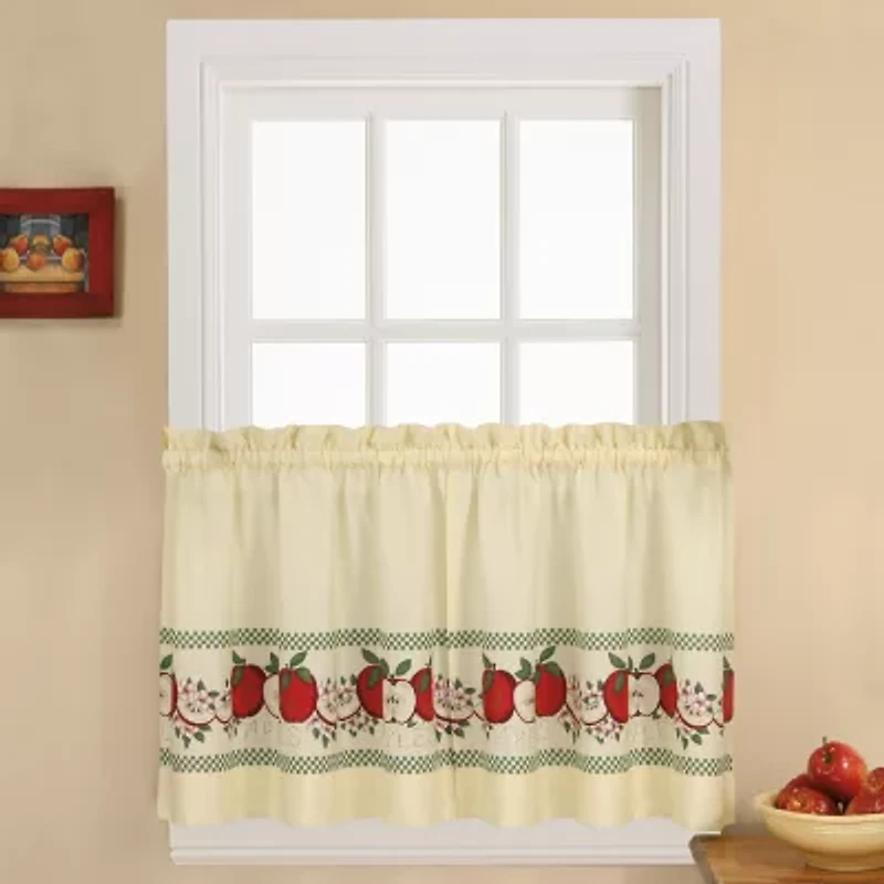 CHF Red Delicious 3-pc. Rod Pocket Kitchen Curtains & Drapes Window Set
