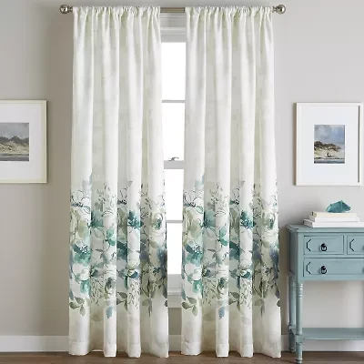 CHF Watercolor Floral Rod Pocket Light-Filtering Single Curtain Panel