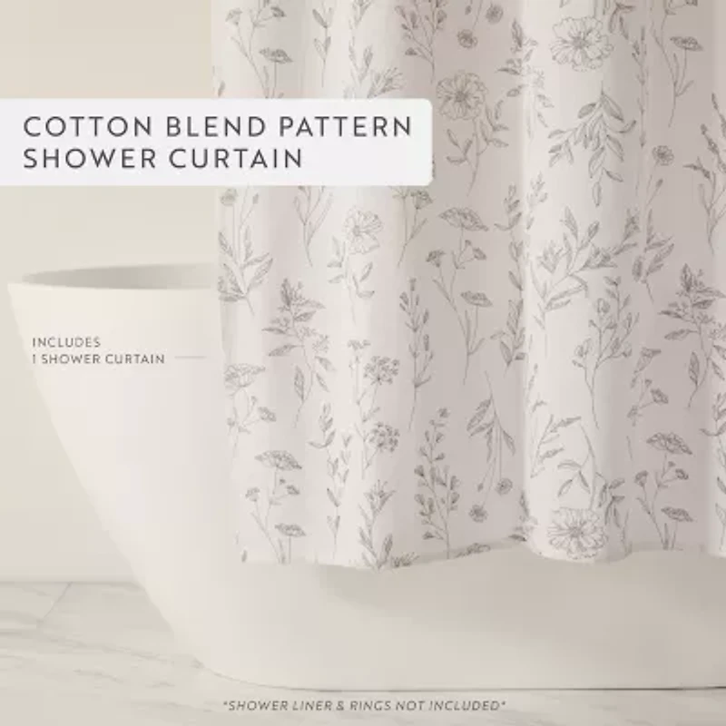 Casual Comfort Cotton Blend Floral Shower Curtain