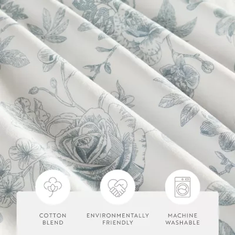 Casual Comfort Cotton Blend Floral Shower Curtain