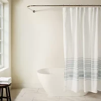 Casual Comfort Cotton Blend Placement Stripe Shower Curtain