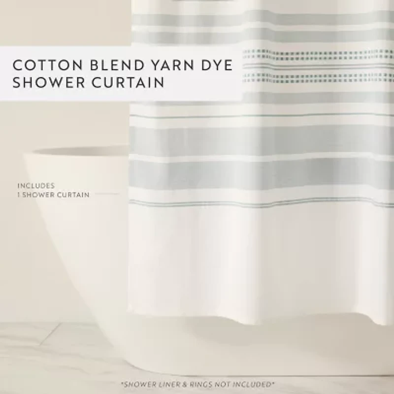Casual Comfort Cotton Blend Placement Stripe Shower Curtain