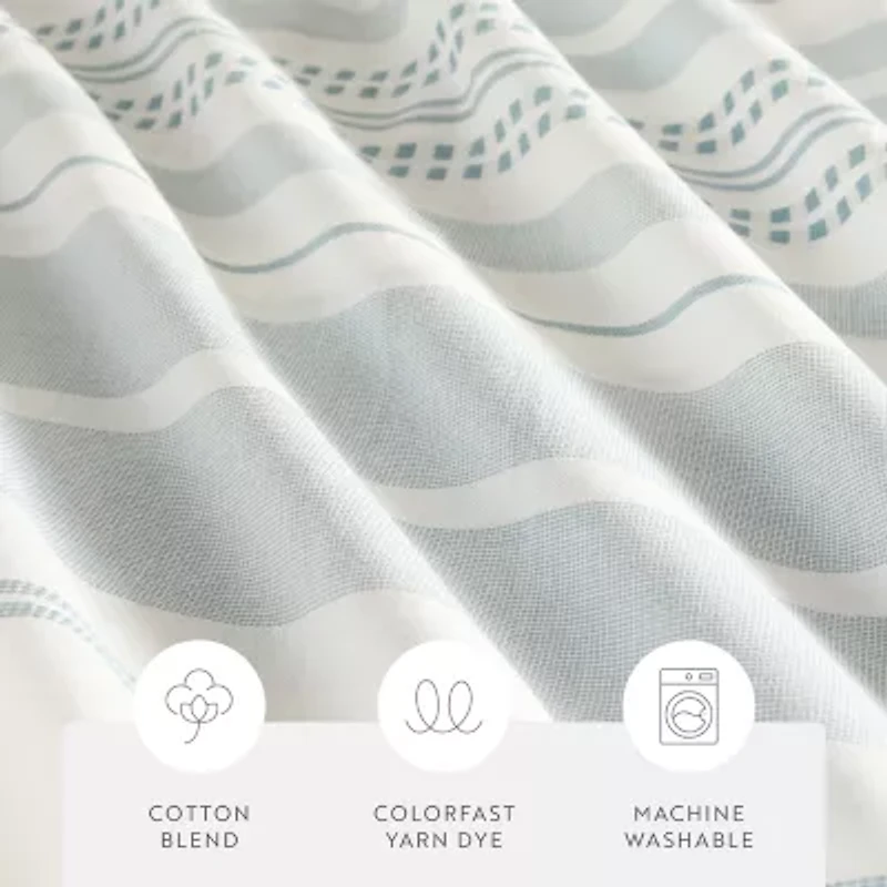 Casual Comfort Cotton Blend Placement Stripe Shower Curtain