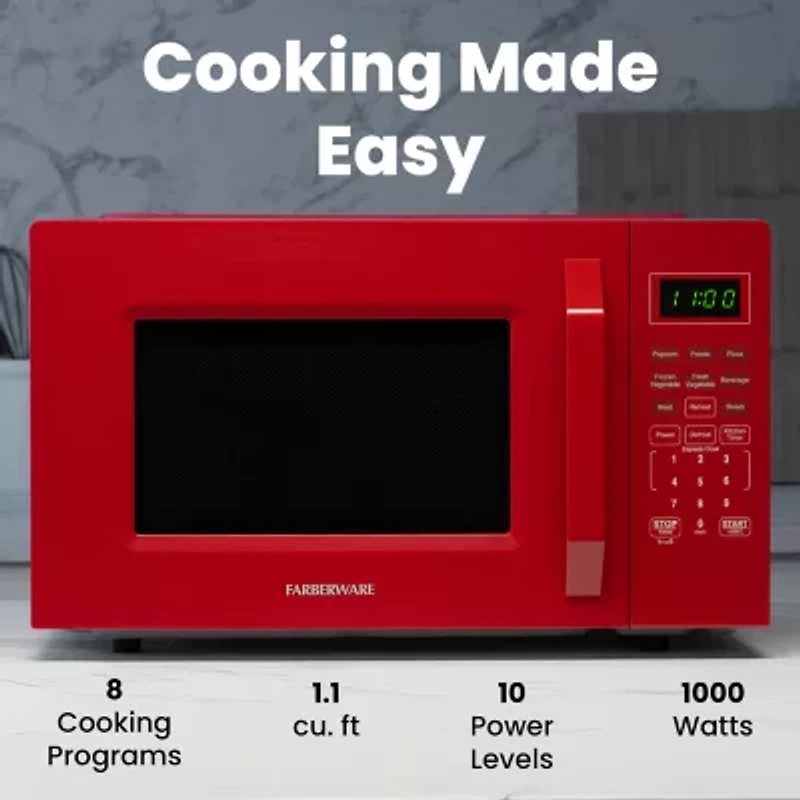 Farberware 1.1 Cu. Ft. 1000-Watt Compact Counter Microwave