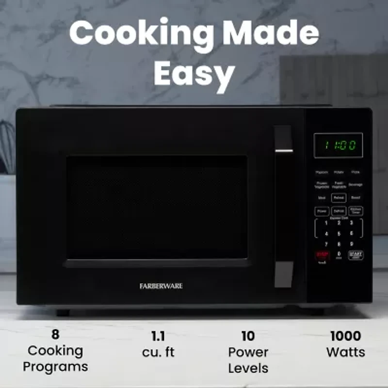 Farberware 1.1 Cu. Ft. 1000-Watt Compact Counter Microwave