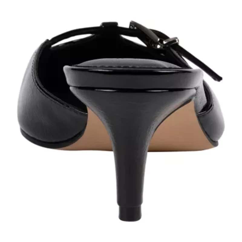 GC Shoes Womens Simone Buckled Kitten Mule Heeled Sandals