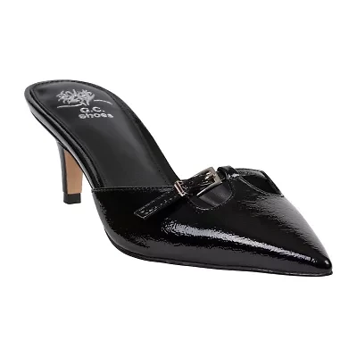 GC Shoes Womens Simone Buckled Kitten Mule Heeled Sandals