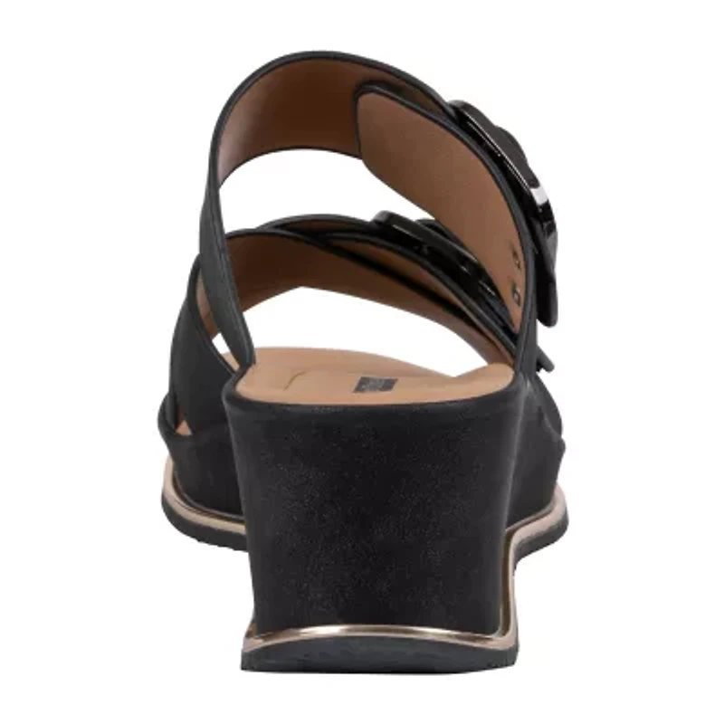 GC Shoes Womens Olana Double Buckle Wedge Sandals