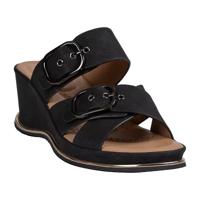 GC Shoes Womens Olana Double Buckle Wedge Sandals