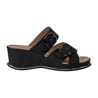 GC Shoes Womens Olana Double Buckle Wedge Sandals
