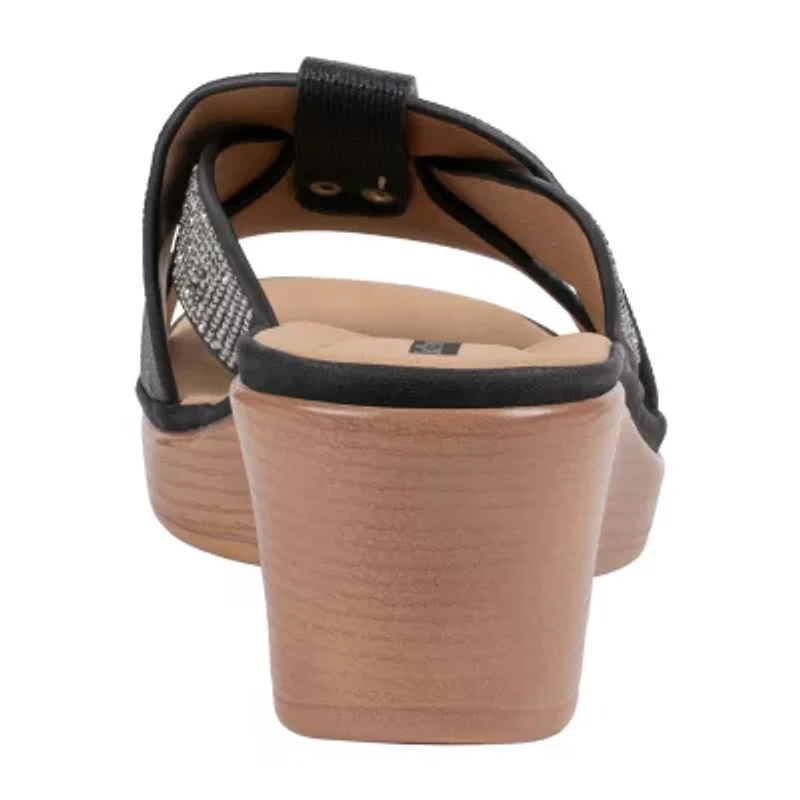 GC Shoes Womens Selva Rhinestone Wedge Sandals