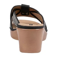 GC Shoes Womens Selva Rhinestone Wedge Sandals