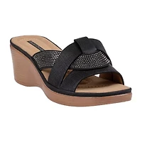 GC Shoes Womens Selva Rhinestone Wedge Sandals