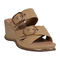 GC Shoes Womens Olana Double Buckle Wedge Sandals