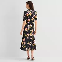 MSK Womens V Neck Short Sleeve Fitted Maxi Dress