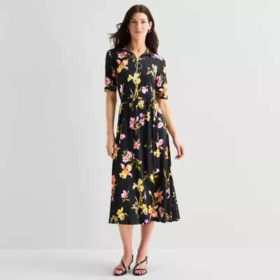 MSK Womens V Neck Short Sleeve Fitted Maxi Dress