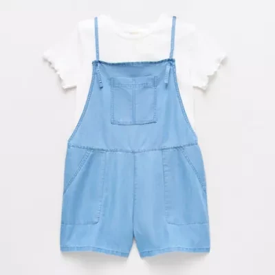Thereabouts Little & Big Kid Girls Square Neck Sleeveless Romper Set