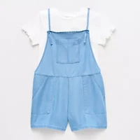 Thereabouts Little & Big Kid Girls Square Neck Sleeveless Romper Set