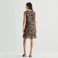 Robbie Bee Womens Sleeveless Floral Shift Dress