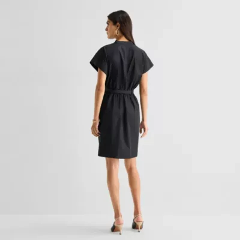 Isabel & Nina Womens Notch Neck Short Sleeve Shift Dress