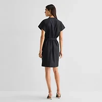 Isabel & Nina Womens Notch Neck Short Sleeve Shift Dress