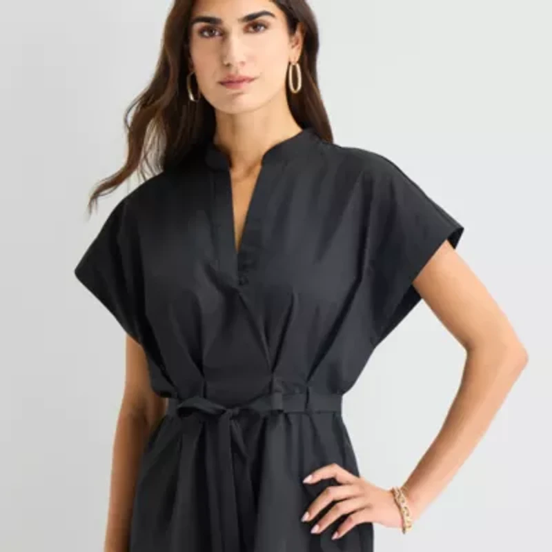 Isabel & Nina Womens Notch Neck Short Sleeve Shift Dress
