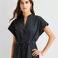 Isabel & Nina Womens Notch Neck Short Sleeve Shift Dress