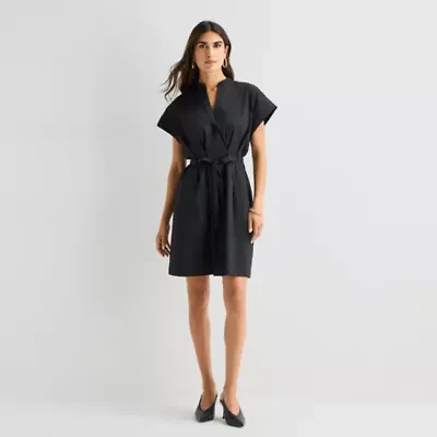Isabel & Nina Womens Notch Neck Short Sleeve Shift Dress