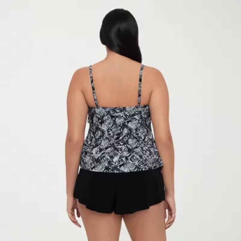 Trimshaper Womens Animal Print Tankini Swimsuit Top