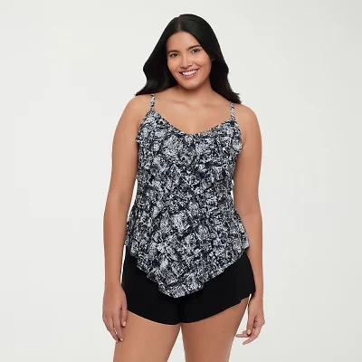 Trimshaper Womens Animal Print Tankini Swimsuit Top