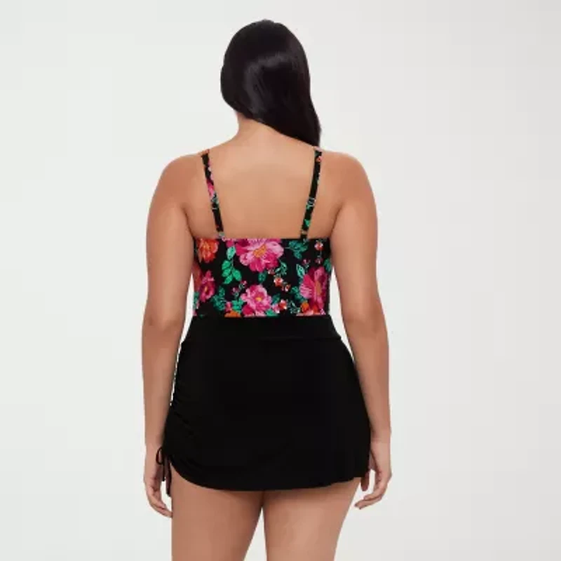 Trimshaper Womens Floral Swim Dress