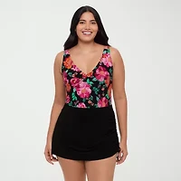 Trimshaper Womens Floral Swim Dress