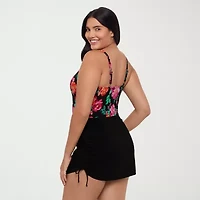 Trimshaper Womens Floral Swim Dress