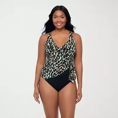 Trimshaper Womens Animal Print Leopard One Piece Swimsuit