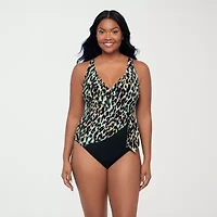 Trimshaper Womens Animal Print Leopard One Piece Swimsuit