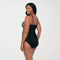 Trimshaper Womens Animal Print Leopard One Piece Swimsuit