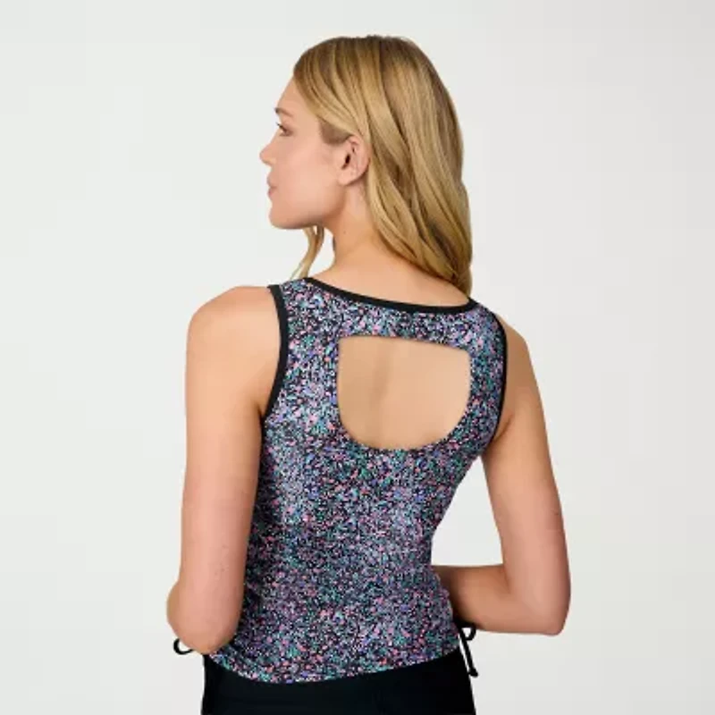 Free Country Womens Built Bra Lined Shirred Floral Tankini Swimsuit Top