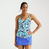 Sonnet Shores Womens Lined Floral Tankini Swimsuit Top