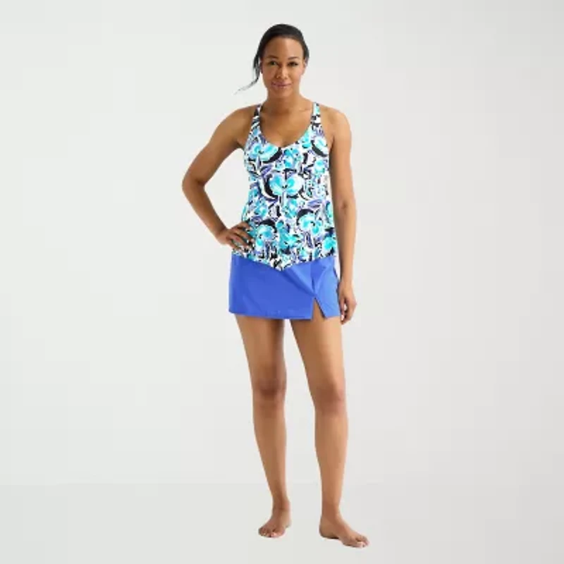Sonnet Shores Womens Lined Floral Tankini Swimsuit Top