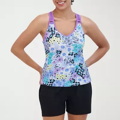 ZeroXposur Womens Built In Bra Tankini Swimsuit Top