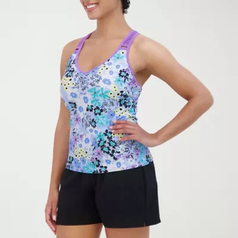 ZeroXposur Womens Built In Bra Tankini Swimsuit Top