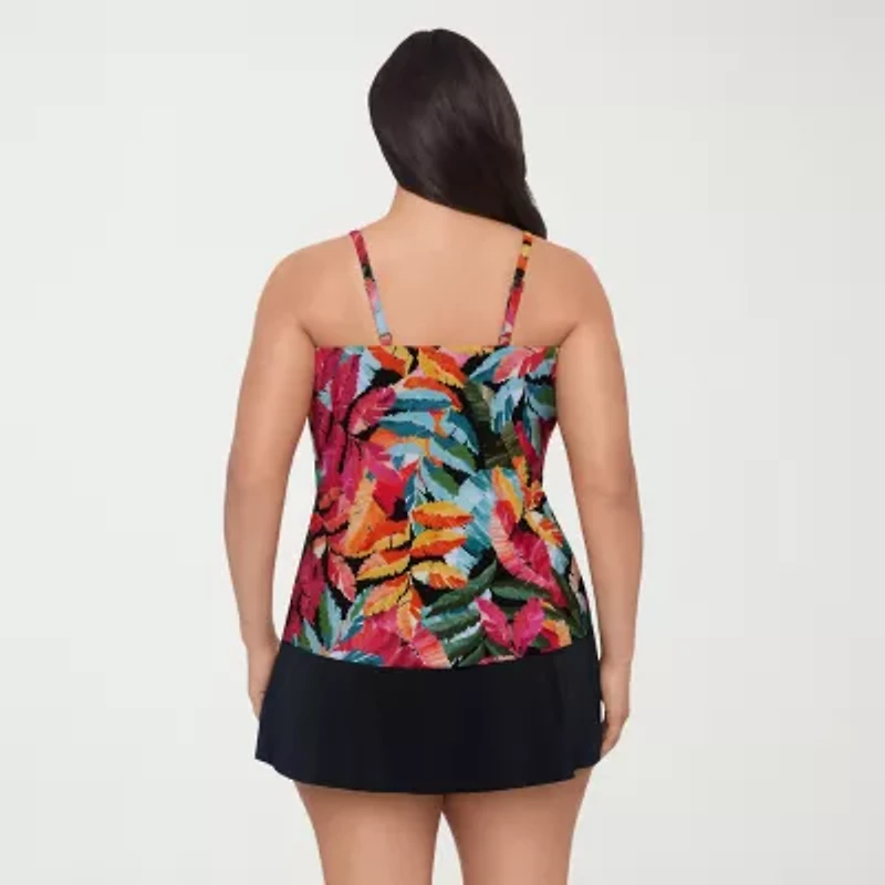 Trimshaper Womens Leaf Plus Tankini Swimsuit Top