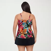 Trimshaper Womens Leaf Plus Tankini Swimsuit Top