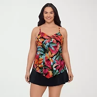 Trimshaper Womens Leaf Plus Tankini Swimsuit Top