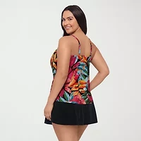 Trimshaper Womens Leaf Plus Tankini Swimsuit Top