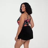 Trimshaper Womens Floral Plus Swim Dress
