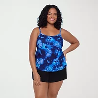 Trimshaper Womens Tie-Dye Plus Swim Romper